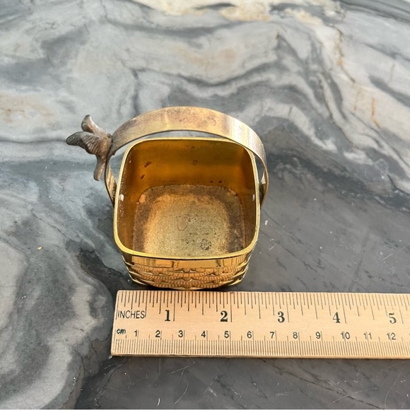 Aldon Japan Woven Brass Basket Trinket Dish with Bird - Picture 4 of 7